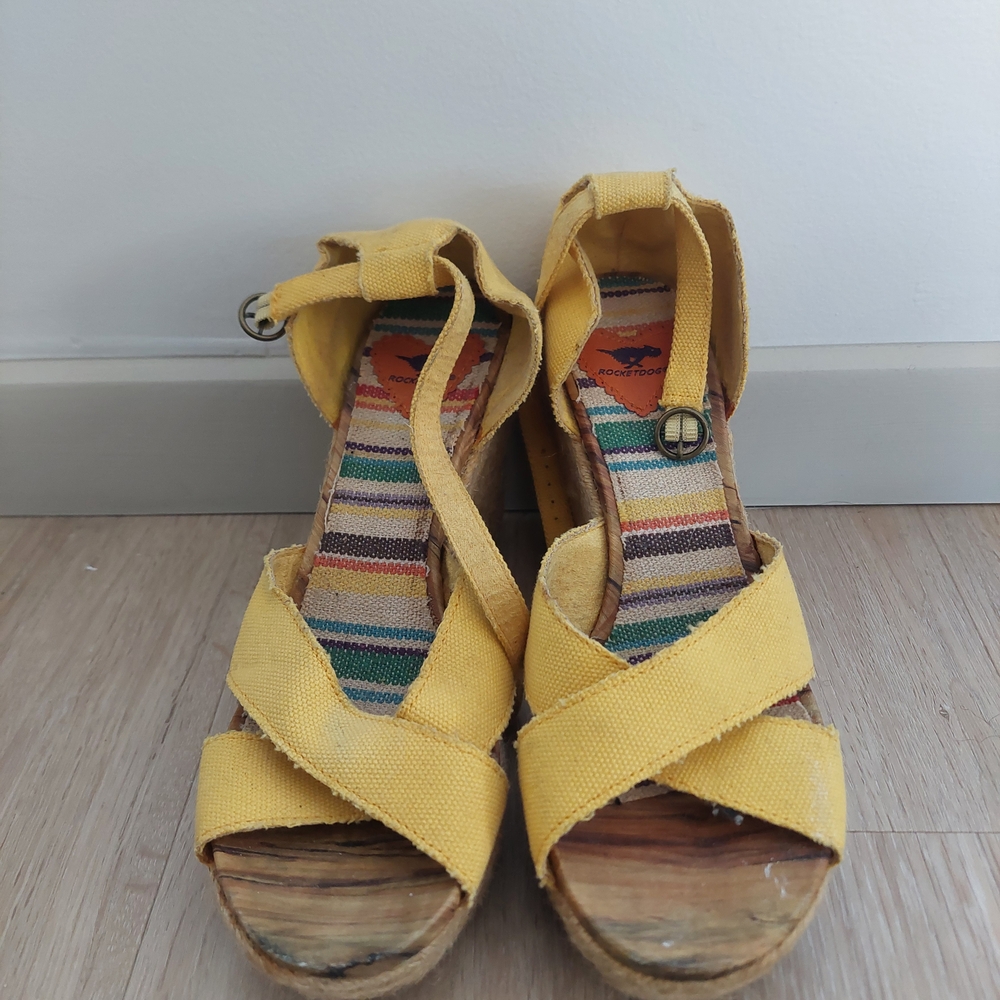 Rocket Dog Yellow Espadrille Wedges